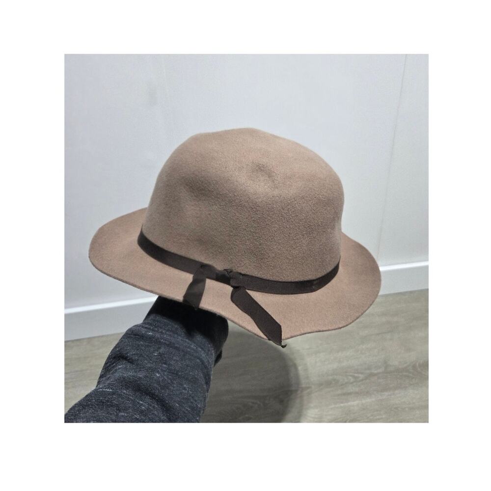 Columbia Vintage Wool Fedora Tan Hat with Brown Ribbon Size 7.5